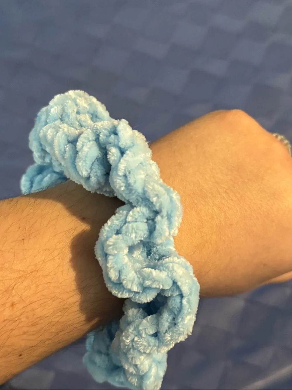 Plush Light Blue Hair Scrunchie